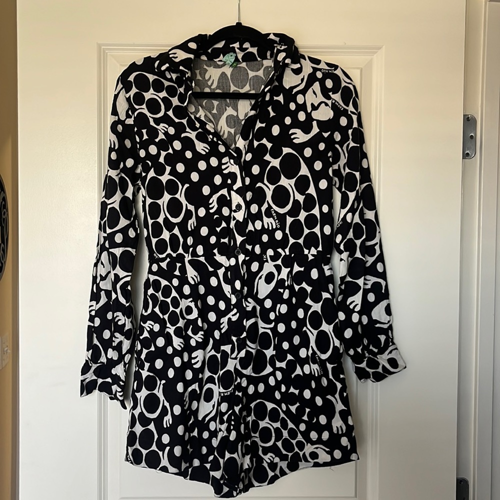 Farm Rio Black and White Romper Size M